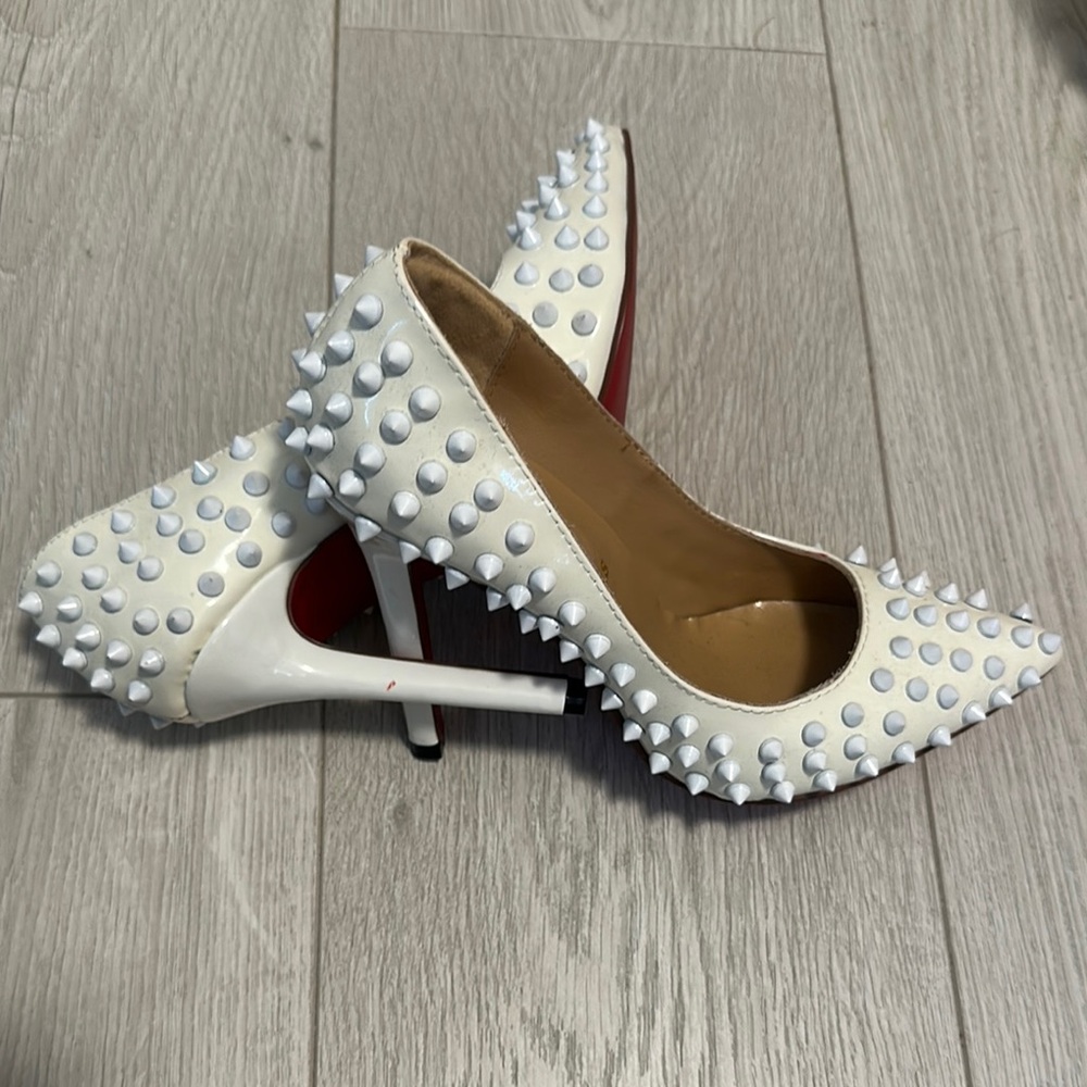 White Studded Heels